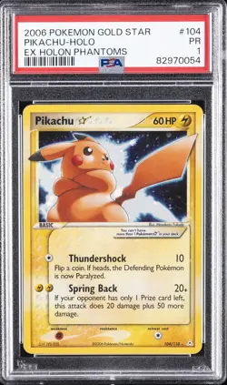 2006 POKEMON EX HOLON PHANTOMS GOLD STAR #104 PIKACHU-HOLO PSA 1 - Image 1
