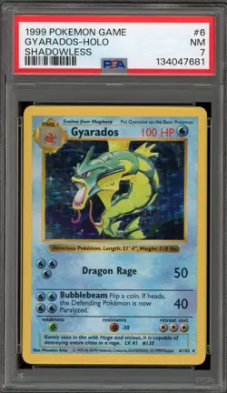 Pokemon Gyarados Base Set Shadowless Holo Rare #6 PSA 7 - Image 1