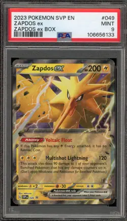 Pokemon Zapdos ex Bx. Black Star Holo Promo SVP EN 049 PSA 9 Mint - Image 1