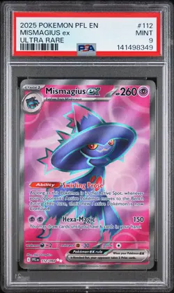 2025 POKEMON PFL EN-PHANTASMAL FLAMES ULTRA RARE #112 MISMAGIUS EX PSA 9 - Image 1