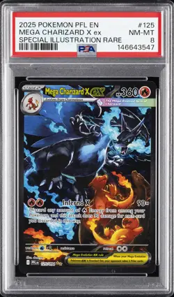 2025 POKEMON PHANTASMAL FLAMES SPECIAL ILLUSTRATION MEGA CHARIZARD X EX PSA 8 - Image 1