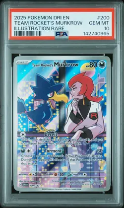 2025 POKEMON DRI EN-ILLUSTRATION RARE #200 TEAM ROCKET'S MURKROW PSA 10 - Image 1