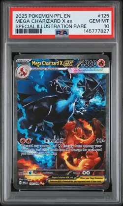 2025 POKEMON PFL EN-SPECIAL ILLUSTRATION RARE #125 MEGA CHARIZARD X EX PSA 10 - Image 1