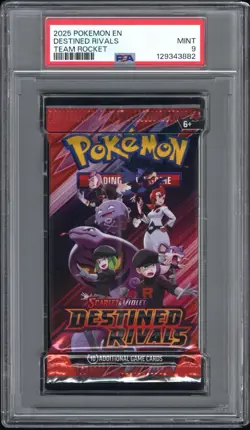 Pokemon Destined Rivals Team Rocket Art Sealed Booster Pack PSA 9 Mint - Image 1