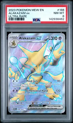 2023 POKEMON MEW EN-151 ULTRA RARE #188 ALAKAZAM EX PSA 8 - Image 1