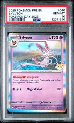 2025 POKEMON PRE EN-PRISMATIC EVOLUTIONS POKEMON DAY 2025 #040 SYLVEON PSA 10 - Image 1