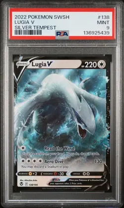 5439 Lugia V 2022 Pokemon Sword & Shield Silver Tempest #138 PSA 9 - Image 1