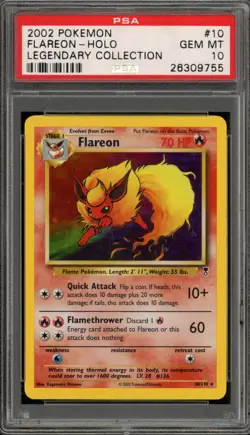 Pokemon Flareon Legendary Coll. Holo Rare #10 PSA 10 Gem Mint - Image 1