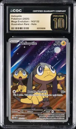 2025 POKEMON MEGA EVOLUTION ILLUSTRATION RARE #143 HELIOPTILE CGC 10 PRISTINE - Image 1