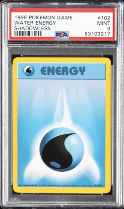 1999 POKEMON BASE SET SHADOWLESS #102 WATER ENERGY PSA 9 - Image 1