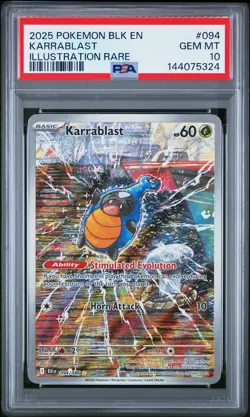 2025 POKEMON BLK EN-BLACK BOLT ILLUSTRATION RARE #094 KARRABLAST PSA 10 - Image 1