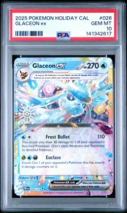 2025 POKEMON HOLIDAY CALENDAR #026 GLACEON EX PSA 10 - Image 1