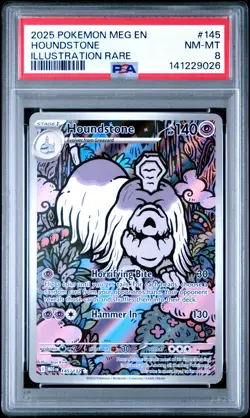 2025 POKEMON MEG EN-MEGA EVOLUTION ILLUSTRATION RARE #145 HOUNDSTONE PSA 8 - Image 1