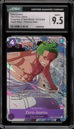 One Piece CCG Zoro-Juurou Emperors/New World SR Treasure Rare ST18-004 CGC 9.5 - Image 1