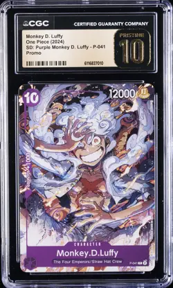 2024 ONE PIECE PURPLE PROMO #P-041 MONKEY D. LUFFY CGC 10 PRISTINE - Image 1