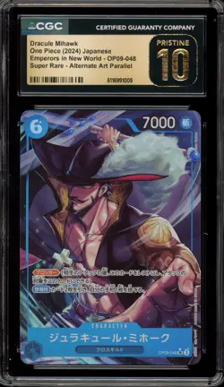 One Piece CCG Dracule Mihawk Emperors JPN SR Alt Art OP09-048 CGC 10 Pristine - Image 1
