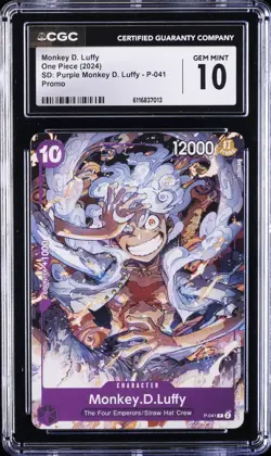 2024 ONE PIECE PURPLE MONKEY D. LUFFY PROMO MONKEY D. LUFFY CGC 10 GEM MINT - Image 1
