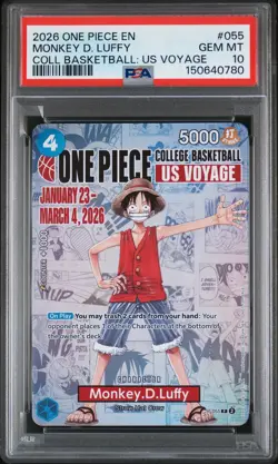 2026 ONE PIECE PROMOS COLLEGE BASKETBALL : US VOYAGE MONKEY D. LUFFY PSA 10 - Image 1