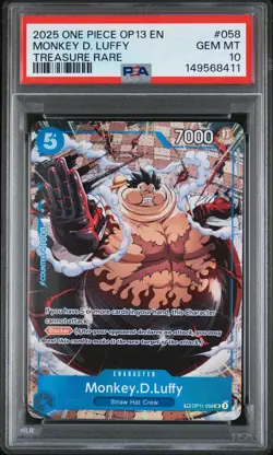 2025 ONE PIECE OP13-CARRYING ON HIS WILL TREASURE RARE MONKEY D. LUFFY PSA 10 - Image 1