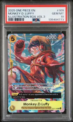 2025 ONE PIECE PROMOS ILLUSTRATION BOX VOL.3 #109 MONKEY D. LUFFY PSA 10 - Image 1