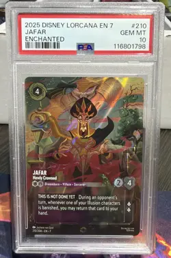 2025 Disney Lorcana Archazia's Island Jafar Newly Crowned 210 Enchanted PSA 10 - Image 1