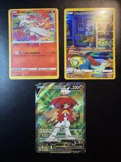 Pokemon TCG Sword and Shield Era 3 Card Lot Of Off Center Cards - Image 1