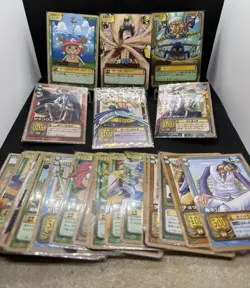 One Piece Carddass CCG Vintage - 6 Rare 36 Base Cards, Luffy Sanji Shanks Enel - Image 1