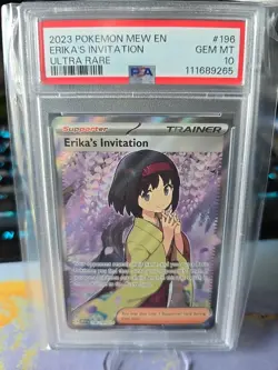🔥 Erika's Invitation Scarlet Violet Holo Ultra Rare Card 196/165 PSA 10 Silver - Image 1