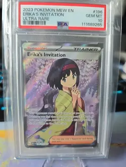 🔥 Erika's Invitation Scarlet Violet Holo Ultra Rare Card 196/165 PSA 10 Silver - Image 2
