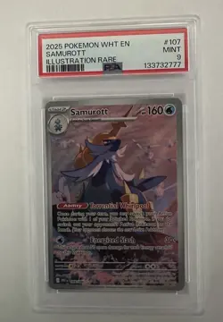 PSA 9 Samurott 107/086 White Flare Illustration Rare Holo Card Pokemon TCG - Image 1