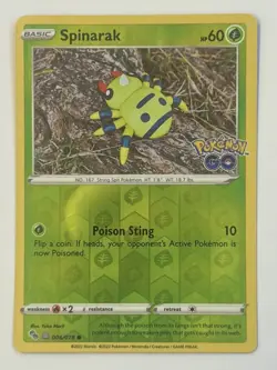 Pokemon Go Spinarak Peelable Ditto Card TCG Reverse Holo 006/078 - Image 1