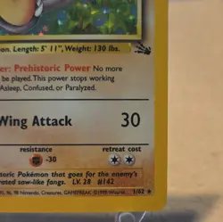 Aerodactyl Holo Rare 1/62 Fossil Set Pokemon Card Vintage LP - Image 4