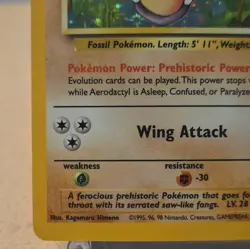 Aerodactyl Holo Rare 1/62 Fossil Set Pokemon Card Vintage LP - Image 5