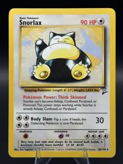 Pokemon TCG Snorlax Base Set Series 2 30/130 Non-Holo Rare Card - Image 1