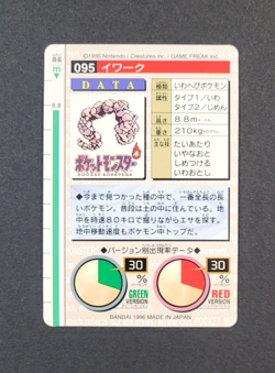 1996 Bandai Carddass #95 ONIX - Japanese Pokemon Card ~HP - Image 2