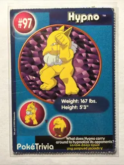 Hypno #97 Pokemon TCG Burger King Promo PokeTrivia Trading Card Vintage MP - Image 1