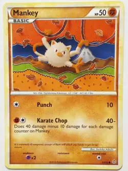 Mankey 53/95 PL / LP - Unleashed Pokemon Card - Sachiko Adachi Art - Image 1