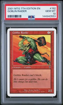 144940553 Goblin Raider 2001 Magic: The Gathering 7th Edition #192 PSA 10 - Image 1