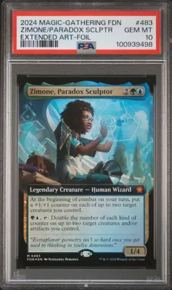 2024 MTG FOUNDATIONS EXTENDED ART-FOIL #483 ZIMONE, PARADOX SCULPTOR PSA 10 - Image 1