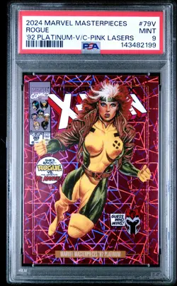 2024 UD MARVEL MASTERPIECES VARIANT COVER-PINK PLATINUM #79V ROGUE 44/692 PSA 9 - Image 1