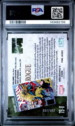 2024 UD MARVEL MASTERPIECES VARIANT COVER-PINK PLATINUM #79V ROGUE 44/692 PSA 9 - Image 2