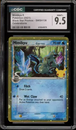 Pokemon Mimikyu Celebrations Coll. Black Star Holo Promo SWSH136 CGC 9.5 - Image 1