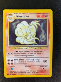 Ninetales 12/102 LP Holo Rare Unlimited Edition Base Set Pokemon Card 1999 WOTC - Image 1