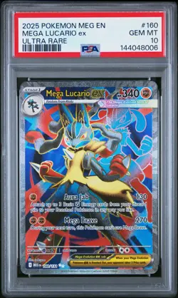 2025 POKEMON MEG EN-MEGA EVOLUTION ULTRA RARE #160 MEGA LUCARIO EX PSA 10 - Image 1