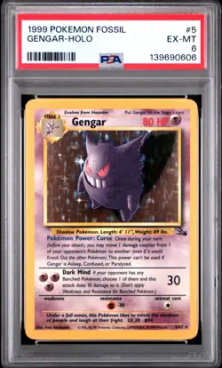 1999 POKEMON FOSSIL #5 GENGAR-HOLO PSA 6 - Image 1