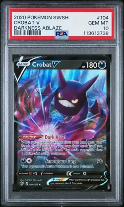 2020 POKEMON SWORD & SHIELD DARKNESS ABLAZE 104 CROBAT V PSA 10 - Image 1