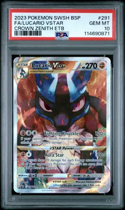 2023 POKEMON SWSH CROWN ZENITH ELITE TRAINER BOX FULL ART/LUCARIO VSTAR PSA 10 - Image 1