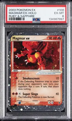 2003 POKEMON EX RUBY & SAPPHIRE #100 MAGMAR EX-HOLO PSA 6 - Image 1