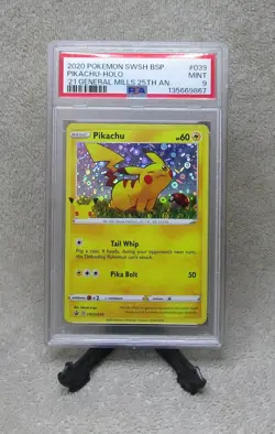 PSA 9 MINT GRADED 2020 Pokemon PIKACHU HOLO GENERAL MILLS Black Star Card C - Image 1
