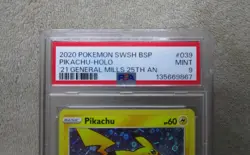 PSA 9 MINT GRADED 2020 Pokemon PIKACHU HOLO GENERAL MILLS Black Star Card C - Image 2